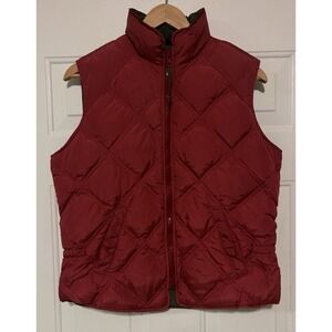 Vintage Eddie Bauer Womens M‎ Quilted Goose-down Vest Full Zip Red Pockets